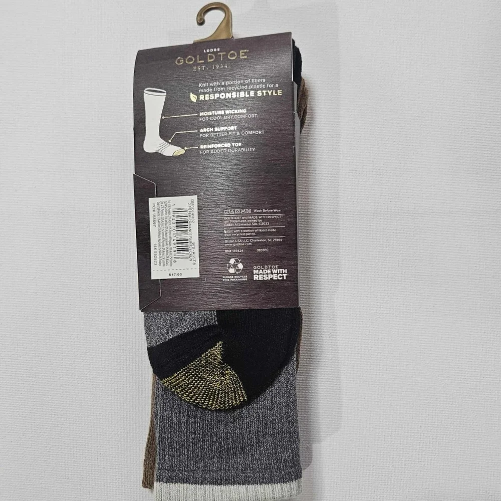 Goldtoe Socks Mens Winter Dress Socks OSFM 2 Pairs Moisture Wicking Arch Support